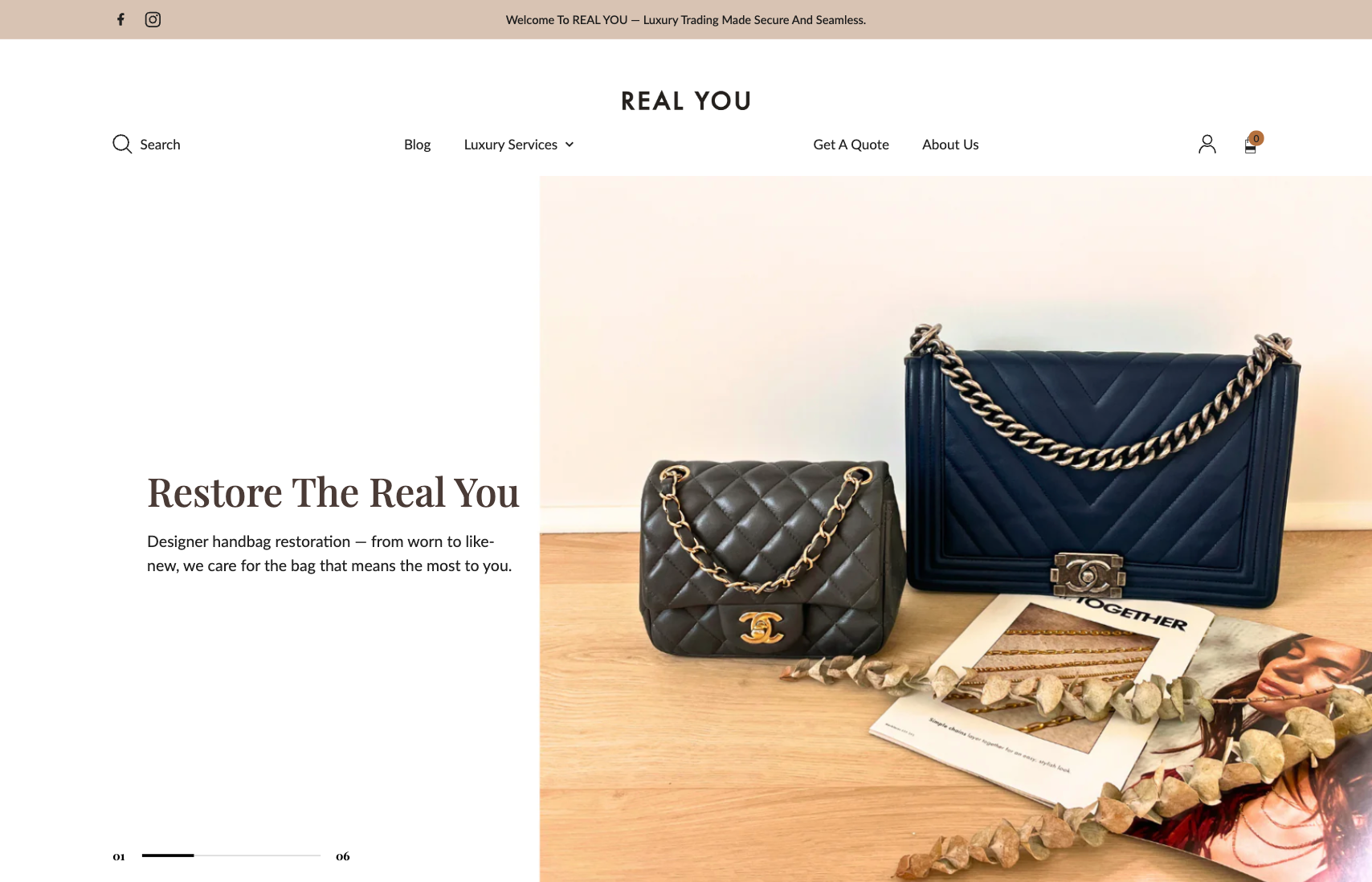 My Real You Shopify 架站案例｜名牌包保養維護 × 歐美風格 × 溫柔質感體驗